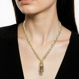 Authentic Louis Vuitton Gold Padlock Pendant w/Unbranded 18k Gold Plated Chain